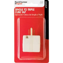 15A Ivory Grounded Triple Cube Adapter For Sale