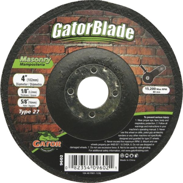 Gator Blade Type 27 4 In. x 1 8 In. x 5 8 In. Masonry Cut-Off Wheel Fashion