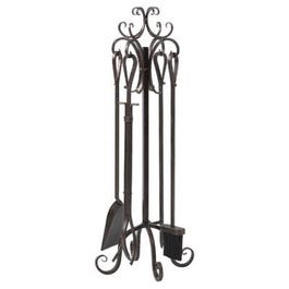 5-Piece Bronze Scroll-Top Fireplace Tool Set Hot on Sale