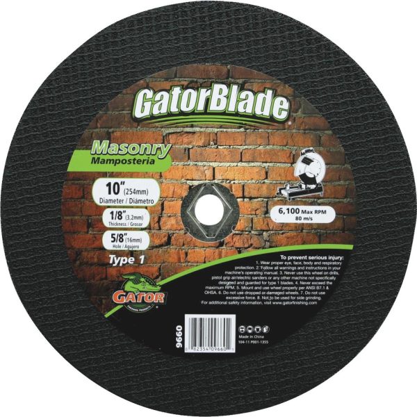 Gator Blade Type 1 10 In. x 1 8 In. x 5 8 In. Masonry Cut-Off Wheel Online Hot Sale