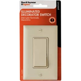 Ivory Single-Pole Premium Decorator Lighted Switch Supply