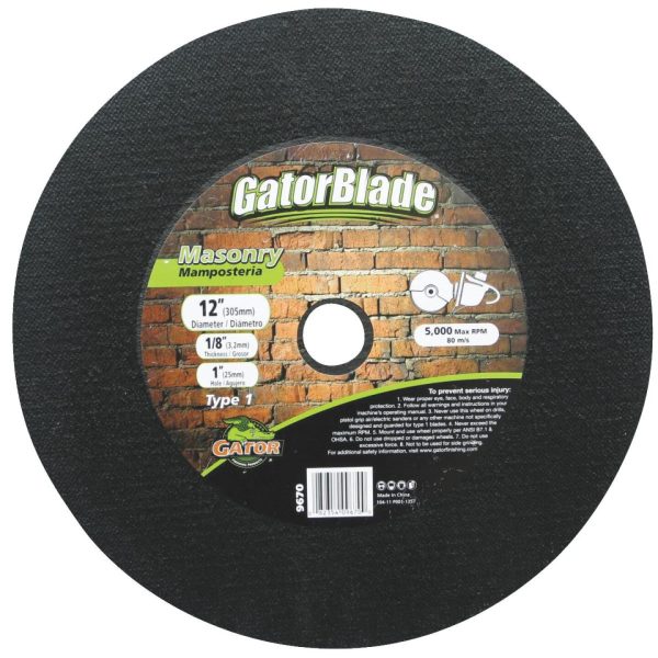 Gator Blade Type 1 12 In. x 1 8 In. x 1 In. Masonry Cut-Off Wheel Hot on Sale