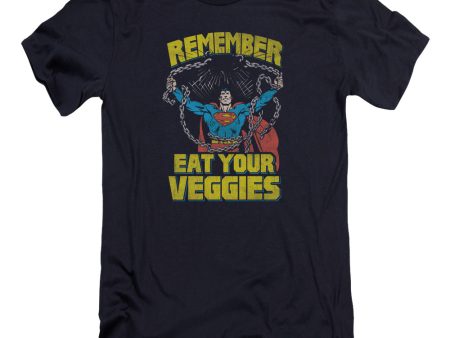 SUPERMAN : VEGGIE POWER PREMIUM CANVAS ADULT SLIM FIT T-SHIRT 30\1 NAVY LG Online Hot Sale