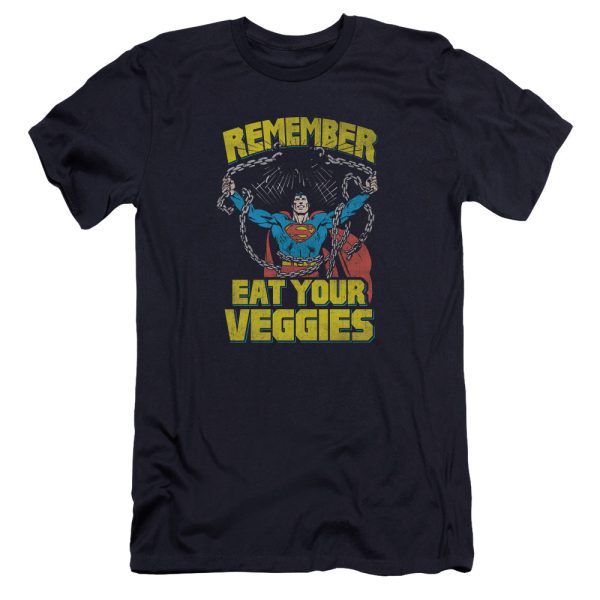 SUPERMAN : VEGGIE POWER PREMIUM CANVAS ADULT SLIM FIT T-SHIRT 30\1 NAVY LG Online Hot Sale