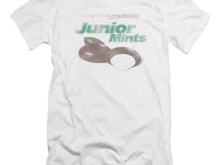 TOOTSIE ROLL : JUNIOR MINTS LOGO PREMIUM CANVAS ADULT SLIM FIT T-SHIRT 30\1 WHITE LG Online