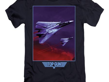 TOP GUN : CLOUDS  PREMIUM CANVAS ADULT SLIM FIT T-SHIRT 30\1 Navy MD Online Hot Sale