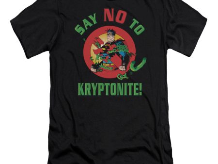 SUPERMAN : SAY NO TO KRYPTONITE PREMIUM CANVAS ADULT SLIM FIT T-SHIRT 30\1 BLACK SM on Sale