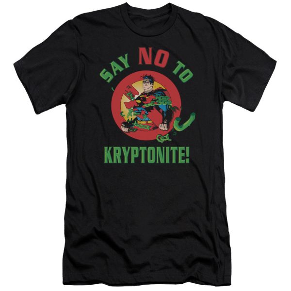 SUPERMAN : SAY NO TO KRYPTONITE PREMIUM CANVAS ADULT SLIM FIT T-SHIRT 30\1 BLACK SM on Sale