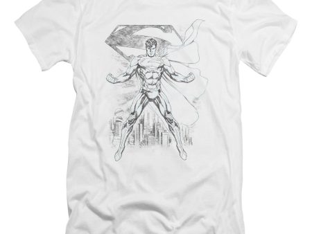 SUPERMAN : SUPER SKETCH PREMIUM CANVAS ADULT SLIM FIT T-SHIRT 30\1 WHITE MD Hot on Sale