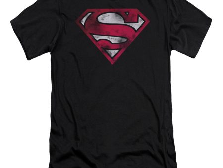 SUPERMAN : WAR TORN SHIELD PREMIUM CANVAS ADULT SLIM FIT T-SHIRT 30\1 BLACK XL Online Sale