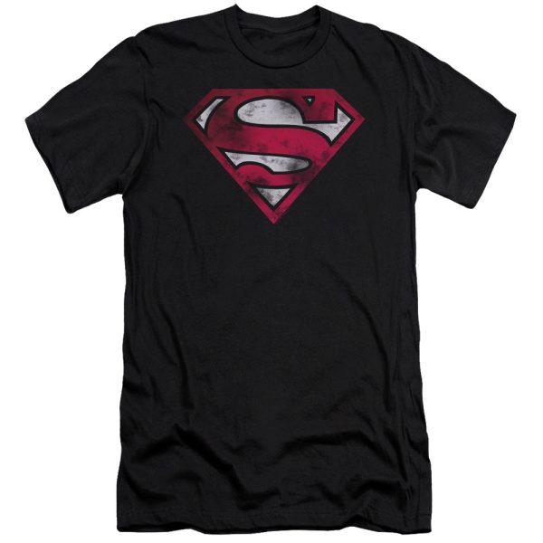 SUPERMAN : WAR TORN SHIELD PREMIUM CANVAS ADULT SLIM FIT T-SHIRT 30\1 BLACK XL Online Sale