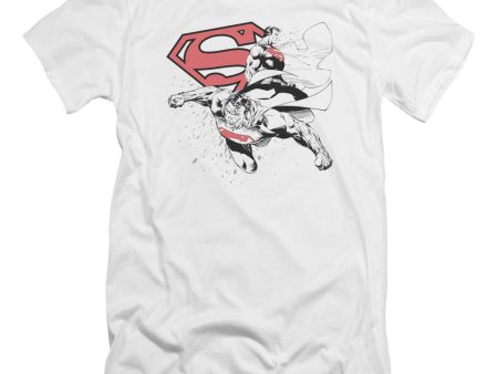 SUPERMAN : DOUBLE THE POWER PREMIUM CANVAS ADULT SLIM FIT T-SHIRT 30\1 WHITE SM Sale