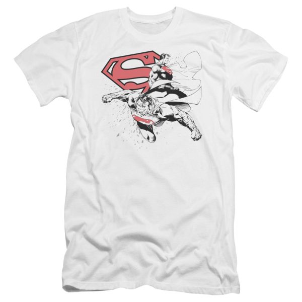 SUPERMAN : DOUBLE THE POWER PREMIUM CANVAS ADULT SLIM FIT T-SHIRT 30\1 WHITE SM Sale