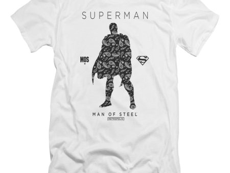 SUPERMAN : PAISLEY SIHOUETTE PREMIUM CANVAS ADULT SLIM FIT T-SHIRT 30\1 WHITE SM Online