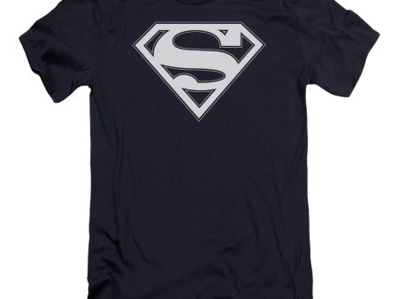 SUPERMAN : NAVY AND WHITE SHIELD PREMIUM CANVAS ADULT SLIM FIT T-SHIRT 30\1 NAVY LG For Discount