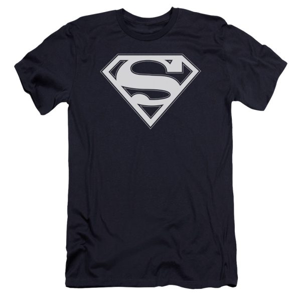 SUPERMAN : NAVY AND WHITE SHIELD PREMIUM CANVAS ADULT SLIM FIT T-SHIRT 30\1 NAVY LG For Discount