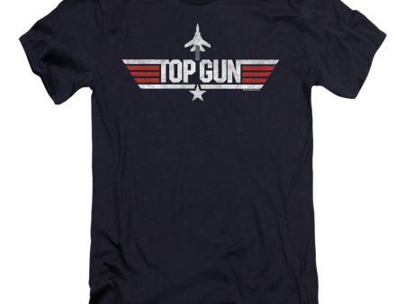 TOP GUN : LOGO NAVY PREMIUM CANVAS ADULT SLIM FIT T-SHIRT 30\1 Navy MD Fashion