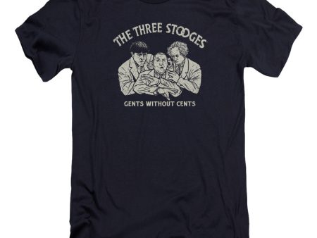 THREE STOOGES : WITHOUT CENTS PREMIUM CANVAS ADULT SLIM FIT T-SHIRT 30\1 NAVY MD For Sale