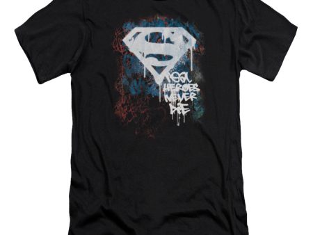 SUPERMAN : REAL HEROES NEVER DIE PREMIUM CANVAS ADULT SLIM FIT T-SHIRT 30\1 BLACK 2X Online Sale