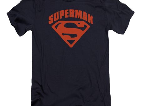 SUPERMAN : SUPER SHIELD PREMIUM CANVAS ADULT SLIM FIT T-SHIRT 30\1 NAVY SM Fashion