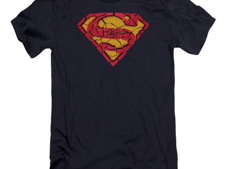 SUPERMAN : SHATTERED SHIELD PREMIUM CANVAS ADULT SLIM FIT T-SHIRT 30\1 NAVY LG Sale