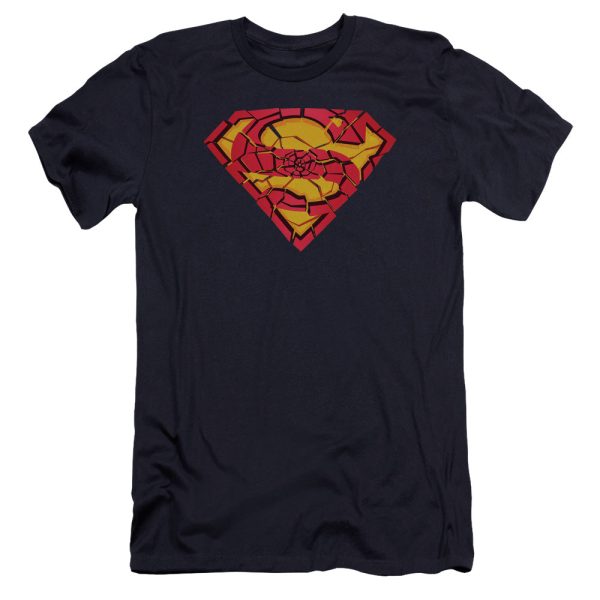 SUPERMAN : SHATTERED SHIELD PREMIUM CANVAS ADULT SLIM FIT T-SHIRT 30\1 NAVY LG Sale