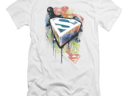 SUPERMAN : URBAN SHIELDS PREMIUM CANVAS ADULT SLIM FIT T-SHIRT 30\1 WHITE XL on Sale