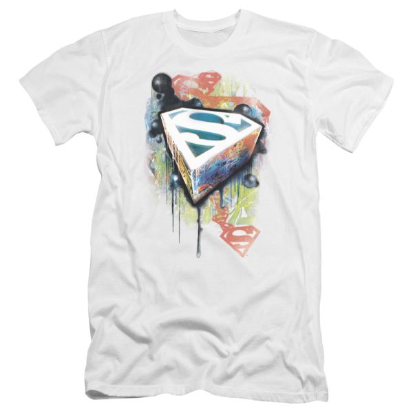 SUPERMAN : URBAN SHIELDS PREMIUM CANVAS ADULT SLIM FIT T-SHIRT 30\1 WHITE XL on Sale