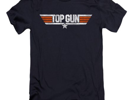 TOP GUN : DISTRESSED LOGO PREMIUM CANVAS ADULT SLIM FIT T-SHIRT 30\1 NAVY MD Online