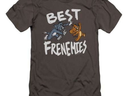 TOM AND JERRY MOVIE : BEST FRENEMIES  PREMIUM CANVAS ADULT SLIM FIT T-SHIRT 30\1 Charcoal XL on Sale