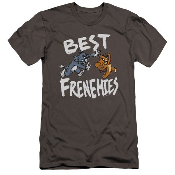 TOM AND JERRY MOVIE : BEST FRENEMIES  PREMIUM CANVAS ADULT SLIM FIT T-SHIRT 30\1 Charcoal XL on Sale