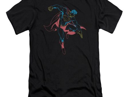 SUPERMAN : NEON SUPERMAN PREMIUM CANVAS ADULT SLIM FIT T-SHIRT 30\1 BLACK SM Supply