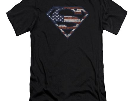 SUPERMAN : WARTORN FLAG PREMIUM CANVAS ADULT SLIM FIT T-SHIRT 30\1 BLACK 2X For Sale