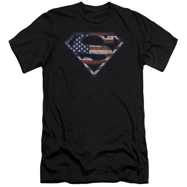 SUPERMAN : WARTORN FLAG PREMIUM CANVAS ADULT SLIM FIT T-SHIRT 30\1 BLACK 2X For Sale