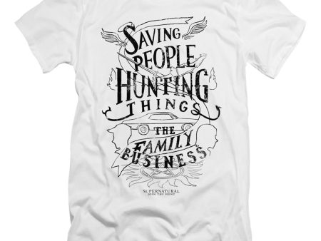 SUPERNATURAL : FAMILY BUSINESS  PREMIUM CANVAS ADULT SLIM FIT T-SHIRT 30\1 White SM For Discount