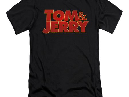 TOM AND JERRY MOVIE : MOVIE LOGO  PREMIUM CANVAS ADULT SLIM FIT T-SHIRT 30\1 Black XL Sale