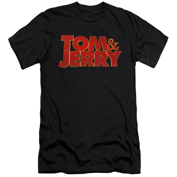 TOM AND JERRY MOVIE : MOVIE LOGO  PREMIUM CANVAS ADULT SLIM FIT T-SHIRT 30\1 Black XL Sale