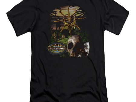 SURVIVOR : JUNGLE PREMIUM CANVAS ADULT SLIM FIT T-SHIRT 30\1 BLACK SM Fashion