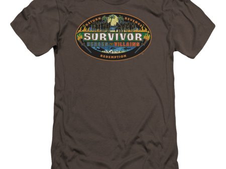 SURVIVOR : HEROES VS VILLAINS PREMIUM CANVAS ADULT SLIM FIT T-SHIRT 30\1 CHARCOAL 2X Sale