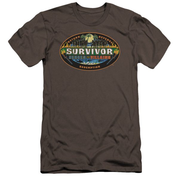 SURVIVOR : HEROES VS VILLAINS PREMIUM CANVAS ADULT SLIM FIT T-SHIRT 30\1 CHARCOAL 2X Sale