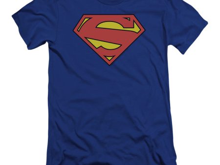 SUPERMAN : NEW 52 SHIELD PREMIUM CANVAS ADULT SLIM FIT T-SHIRT 30\1 ROYAL BLUE LG Online Hot Sale