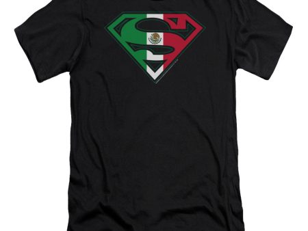 SUPERMAN : MEXICAN FLAG SHIELD PREMIUM CANVAS ADULT SLIM FIT T-SHIRT 30\1 BLACK SM Supply