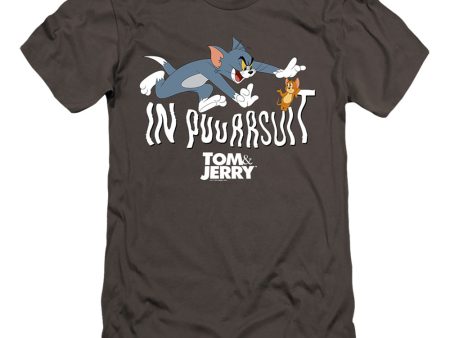 TOM AND JERRY MOVIE : IN PURSUIT  PREMIUM CANVAS ADULT SLIM FIT T-SHIRT 30\1 Charcoal LG Online Hot Sale