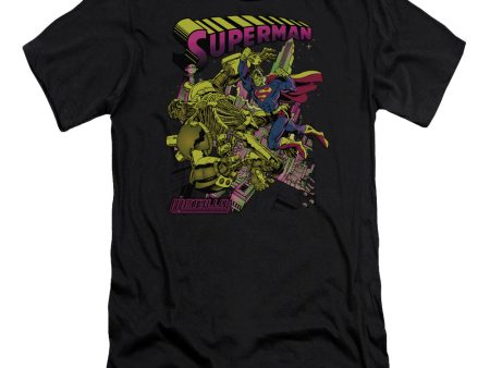 SUPERMAN : VERSUS METALLO BLACKLIGHT PREMIUM CANVAS ADULT SLIM FIT T-SHIRT 30\1 BLACK XL Hot on Sale