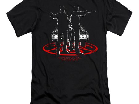 SUPERNATURAL : SILHOUETTES  PREMIUM CANVAS ADULT SLIM FIT T-SHIRT 30\1 Black 2X For Sale