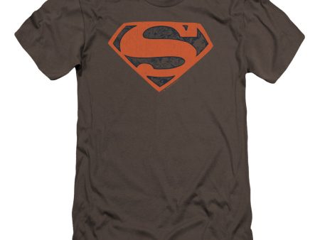 SUPERMAN : VINTAGE SHIELD COLLAGE PREMIUM CANVAS ADULT SLIM FIT T-SHIRT 30\1 Charcoal SM Online Hot Sale