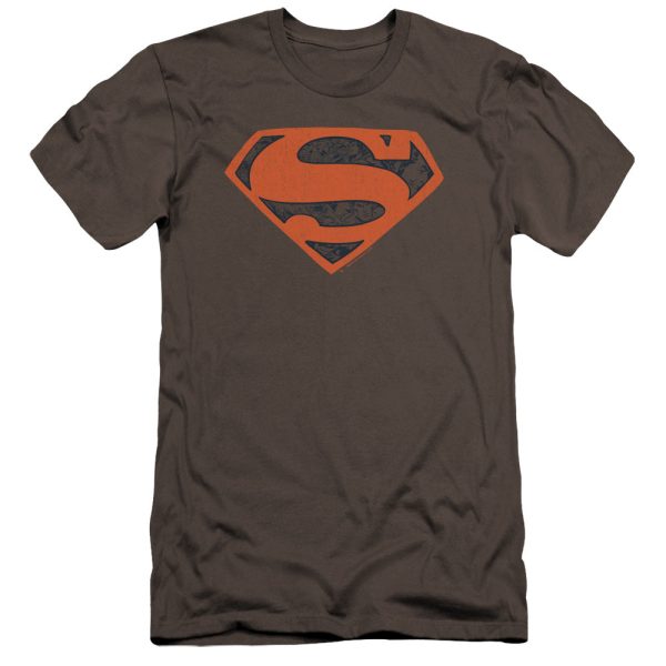 SUPERMAN : VINTAGE SHIELD COLLAGE PREMIUM CANVAS ADULT SLIM FIT T-SHIRT 30\1 Charcoal SM Online Hot Sale