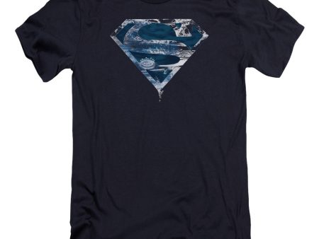 SUPERMAN : WATER SHIELD PREMIUM CANVAS ADULT SLIM FIT T-SHIRT 30\1 NAVY SM Sale