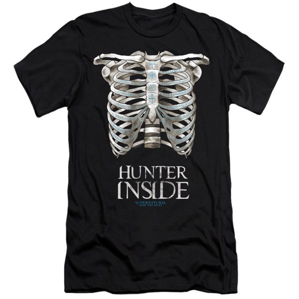 SUPERNATURAL : HUNTER INSIDE  PREMIUM CANVAS ADULT SLIM FIT T-SHIRT 30\1 Black 2X Online Sale