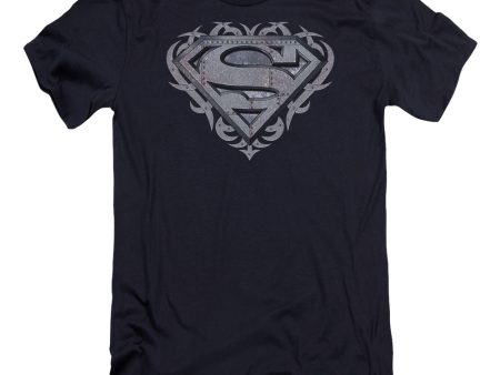 SUPERMAN : TRIBAL STEEL SHIELD PREMIUM CANVAS ADULT SLIM FIT T-SHIRT 30\1 NAVY XL Online Hot Sale